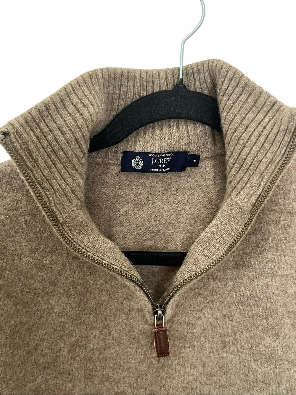 J. Crew Men's Quarter Zip 100% Lamb’s Wool Turtleneck Sweater Sz M